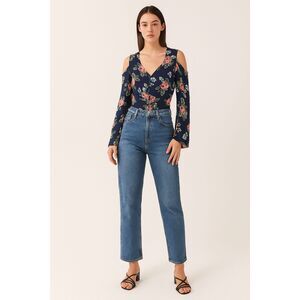 REFORMATION Blue Liza High Rise Straight Leg Denim Jeans  Women's Plus Size 38